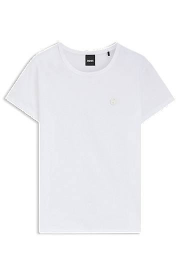 Majica BOSS BOSS Slim-Fit Mercerized Cotton Tee with Double B Monogram Bela | 50545671
