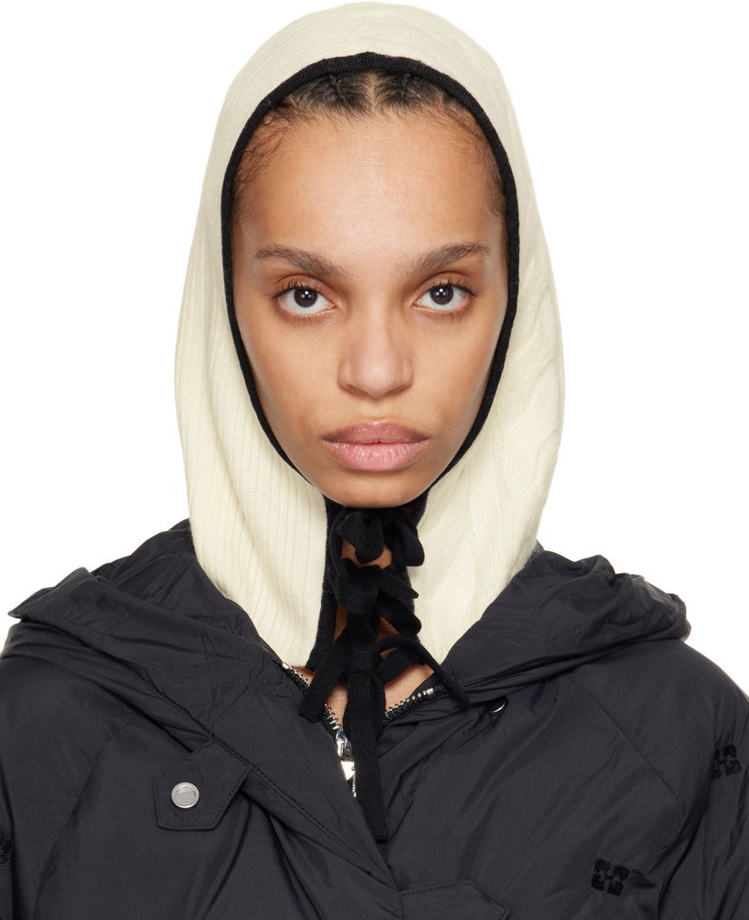 Pleteni pulover GANNI Ganni Cashmere Mix Hooded Balaclava Bež | A6484
