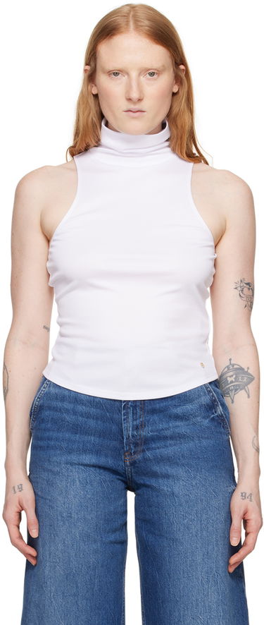 Majica brez rokavov Anine Bing Jennie Sleeveless Turtleneck Tank Top Bela | A-08-0407-100, 0