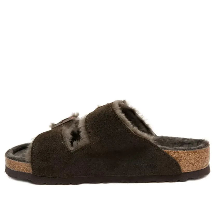 Superge in čevlji Birkenstock Birkenstock Arizona Shearling Suede Narrow Fit Sandals Rjava | 1020528