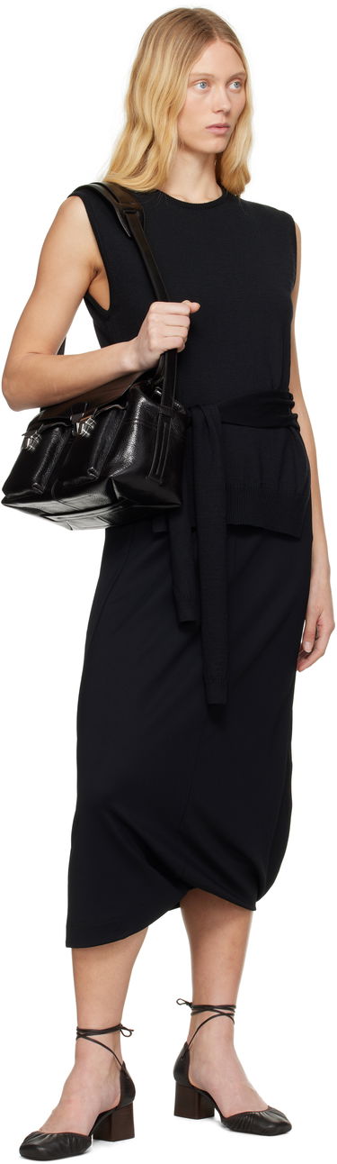 Pleteni pulover LEMAIRE Lemaire Trompe L'oeil Sleeveless Tie-Waist Sweater Črna | TO1323 LK087, 3