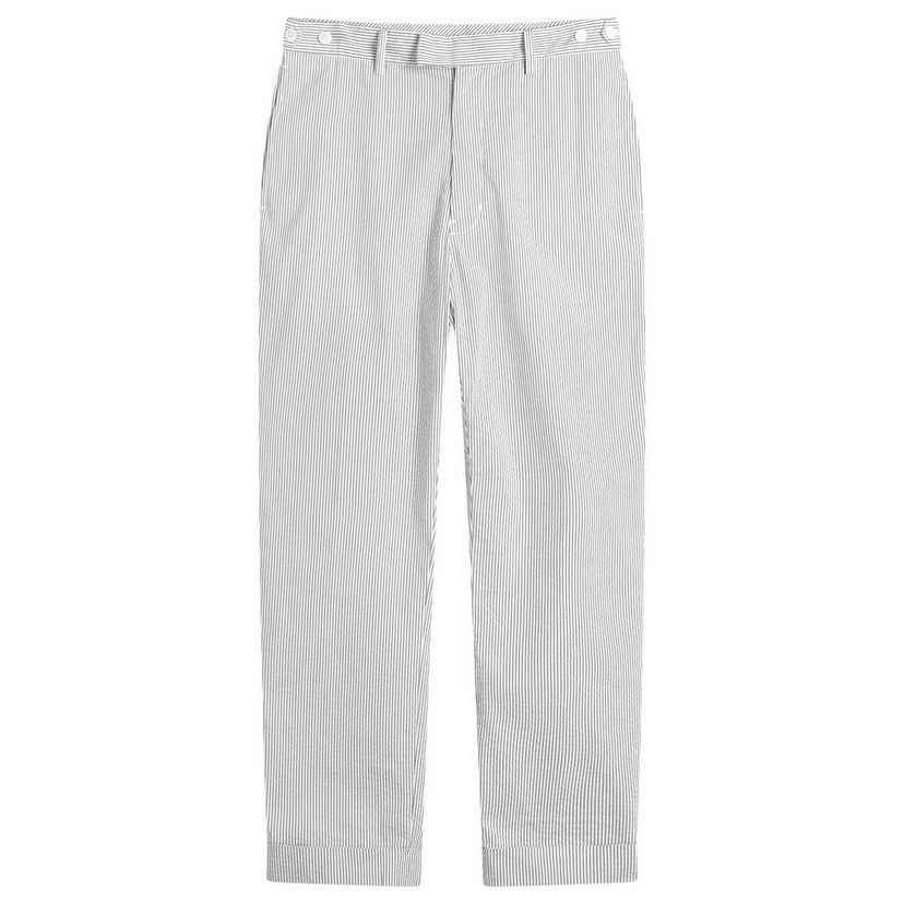 Hlače BEAMS Beams Plus Seersucker Ivy Trousers, Size Large Bela | 3823-0149-139-75
