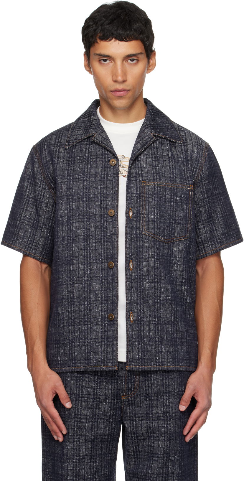 Srajce Burberry Burberry Relaxed Fit Check Denim Shirt Modra | 8113431