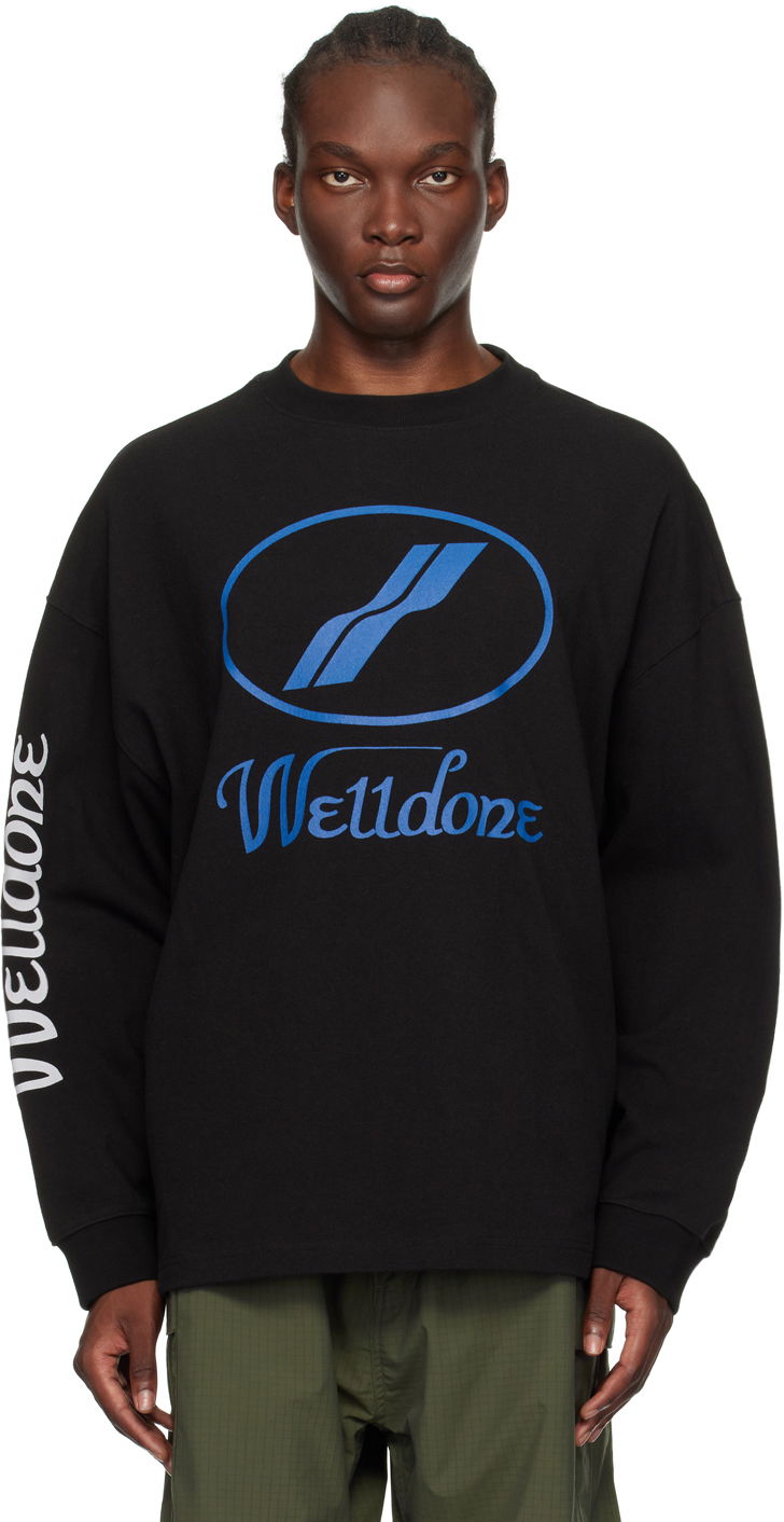 Pulover We11done Long Sleeve Print T-Shirt Črna | WD-TP4-20-712-U-BK, 0