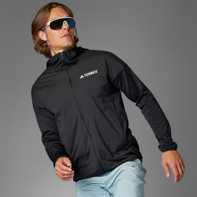 Pulover adidas Performance Terrex Xperior Climawarm+ Wind Light Fleece Hooded Jacket Črna | JF1227