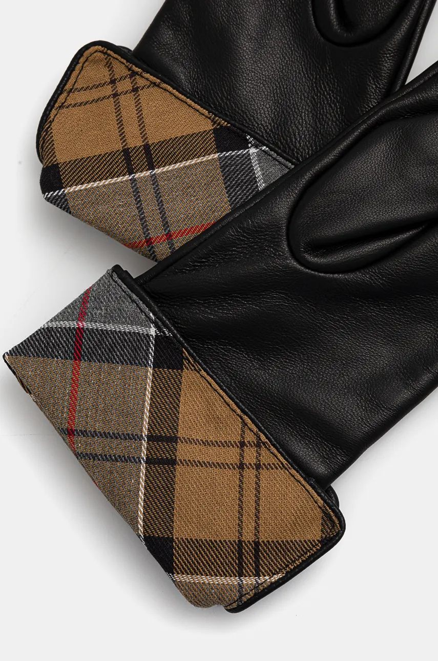 Rokavice Barbour Leather Gloves with Tartan Cuffs Črna | LGL0005, 1
