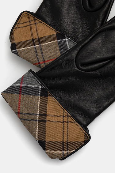 Rokavice Barbour Leather Gloves with Tartan Cuffs Črna | LGL0005, 1