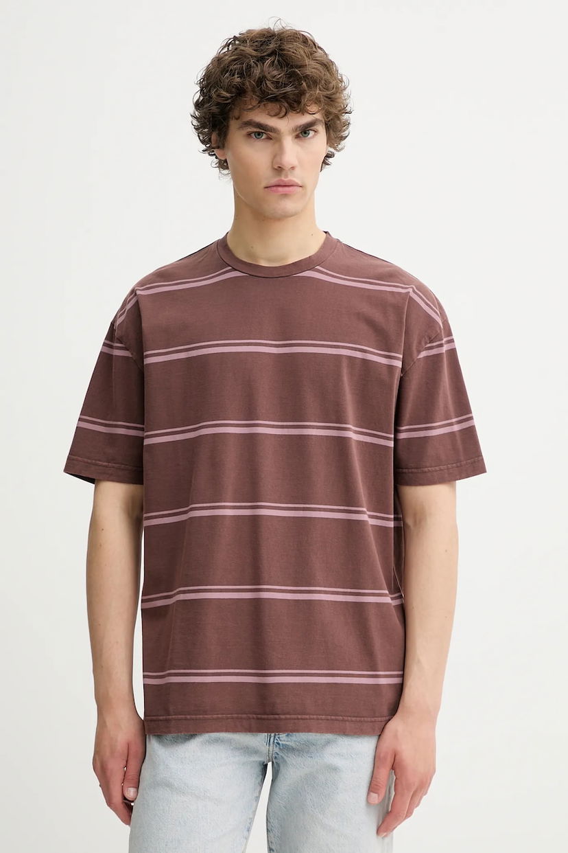 Majica Samsoe Samsoe SAHAKEEM Oversized Striped Short Sleeve T-Shirt Rjava | M25200026
