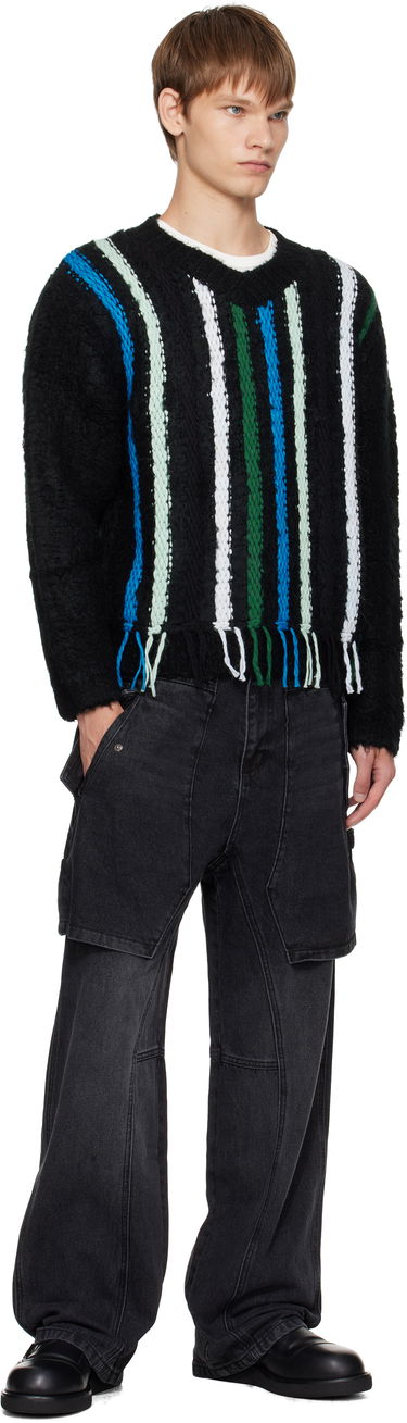 Pleteni pulover Andersson Bell Andersson Bell Reverse Stripe Fringe Sweater Črna | atb1350u, 3