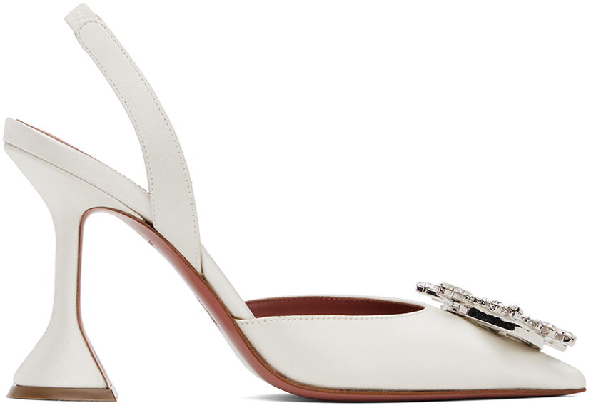 Superge in čevlji Amina Muaddi Sling Back Heels With Crystal Buckle Bela | BEGUM SLING CL SATIN