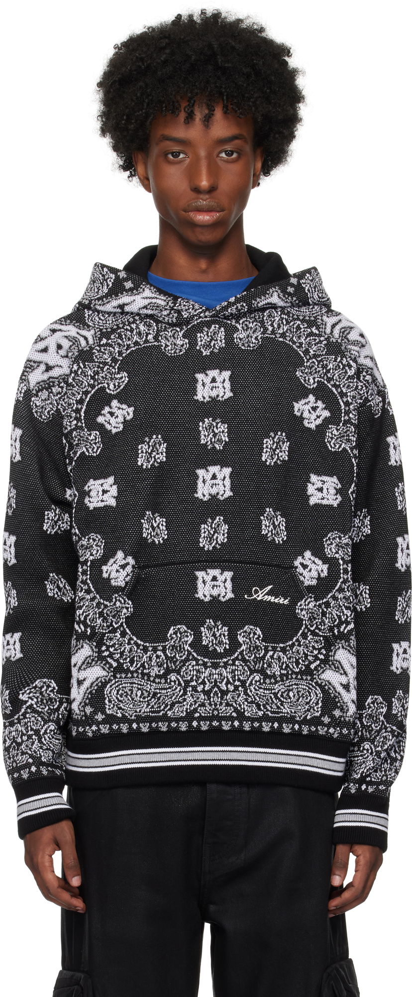 Pulover AMIRI Bandana Hoodie Črna | AMKNHD1004