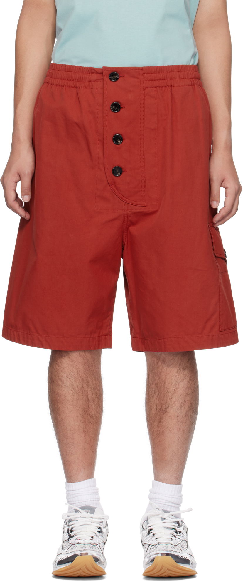 Kratke hlače Bottega Veneta Bottega Veneta Cotton Twill Shorts Rdeča | 811896V4CS06155