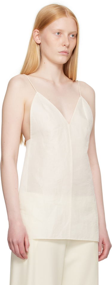 Majica brez rokavov Khaite Khaite Talsie Linen Cami Top Bela | 2396385, 1