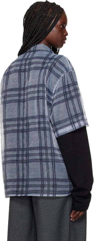 Srajce We11done We11done Heart Layered Check Pattern Shirt Siva | WD-SH1-25-176-U-GY, 2