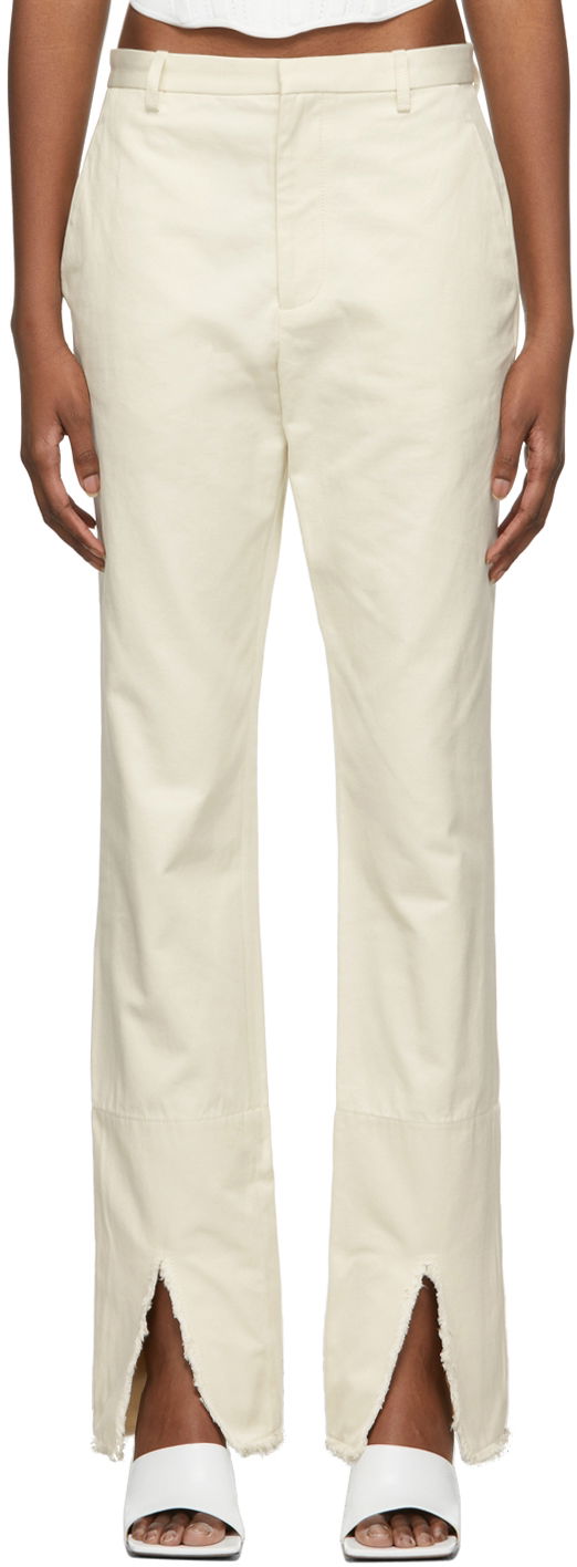 Hlače Dion Lee Split Frayed Trousers Bela | C2028R22