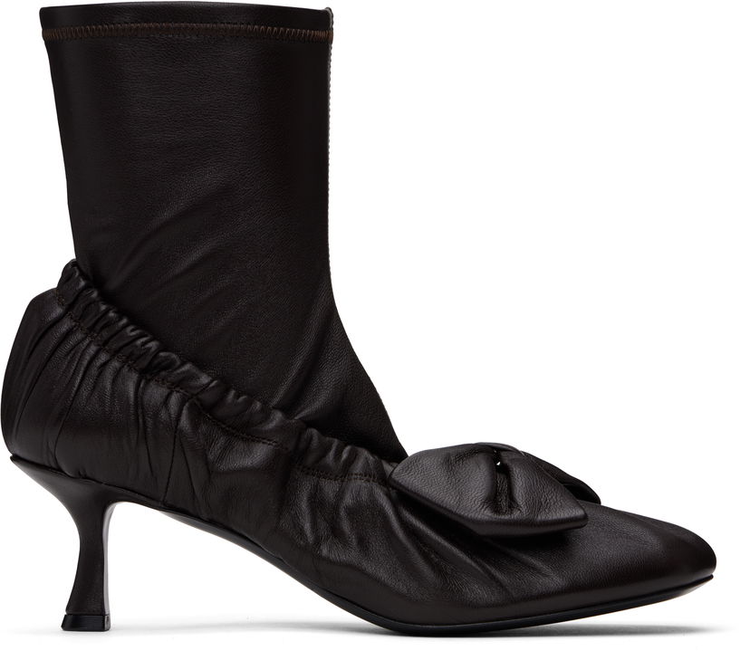 Superge in čevlji Acne Studios Acne Studios Leather Bow Ankle Boots Rjava | AD0796-