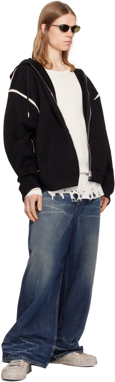Pulover Mastermind WORLD Mastermind World Boxy Fit Cross Stitch Zip Hoodie Črna | MW25S14-SW006-015, 3