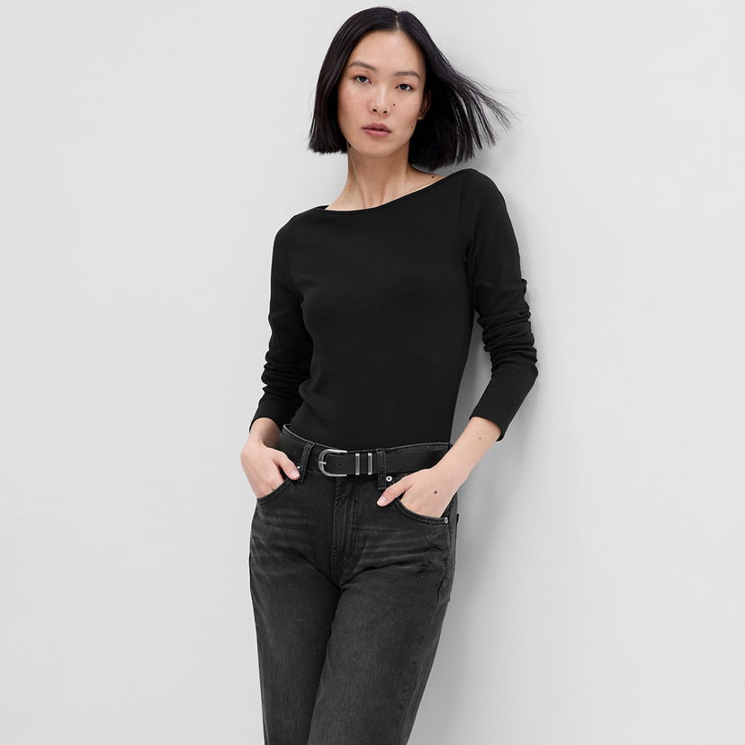 Majica GAP Top Longsleeve Bateau Neck Modal Top Black Črna | 540606-04