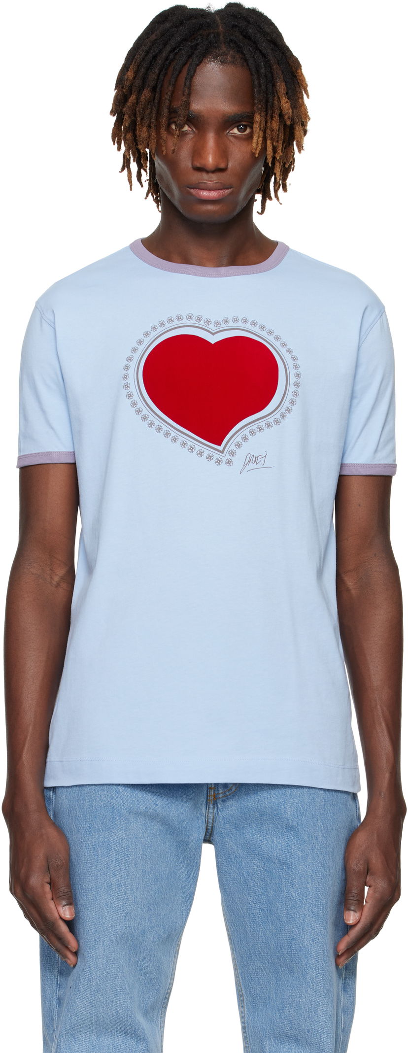 Majica Dries Van Noten Dries Van Noten Archive Heart Graphic T-Shirt Modra | 251-021110-1600