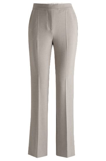 Hlače BOSS High-Waisted Straight-Leg Trousers Siva | 50518860