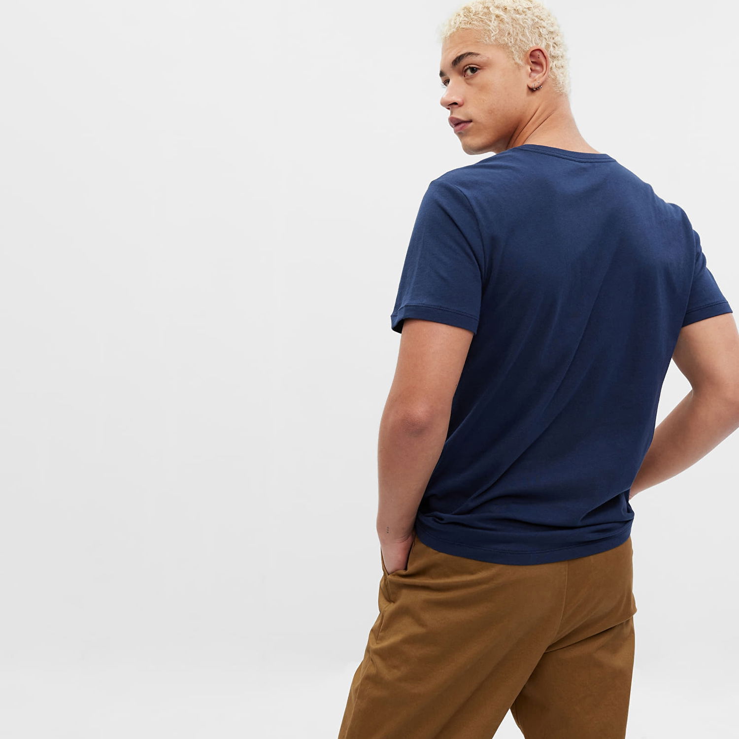 Majica GAP Micro Logo Vee Neck Tee Tapestry Navy Mornarica | 753771-03, 1