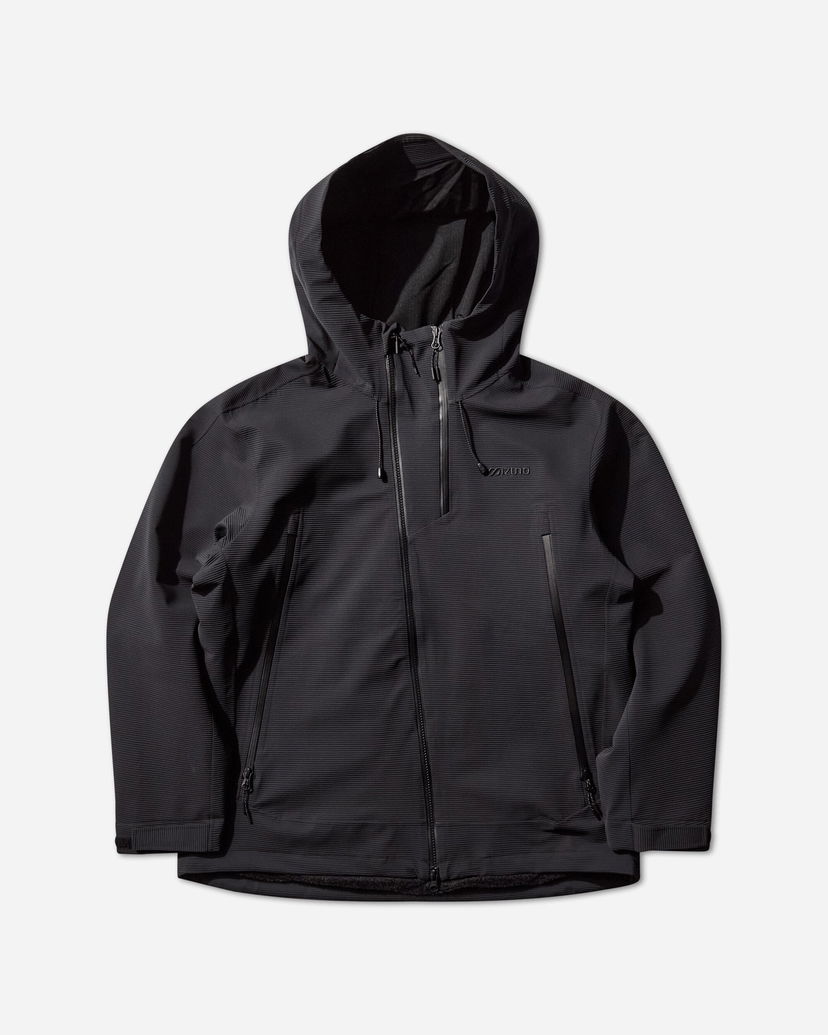 Jakna Mizuno Tech Hard Shell Hooded Ribbed Jacket Črna | B2GEC510-09