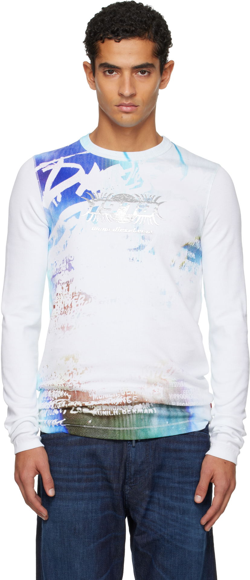 Majica Diesel Long Sleeve Abstract Graphic T-shirt Večbarvna | A19435-0JEAI-141A