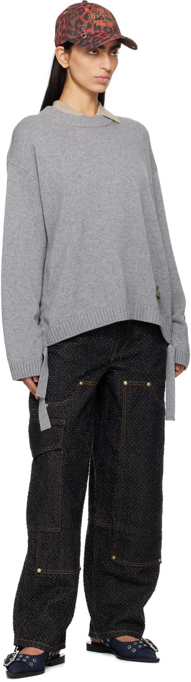 Pleteni pulover GANNI GANNI Future Mixed Wool Oversized Sweater Siva | K2488, 3