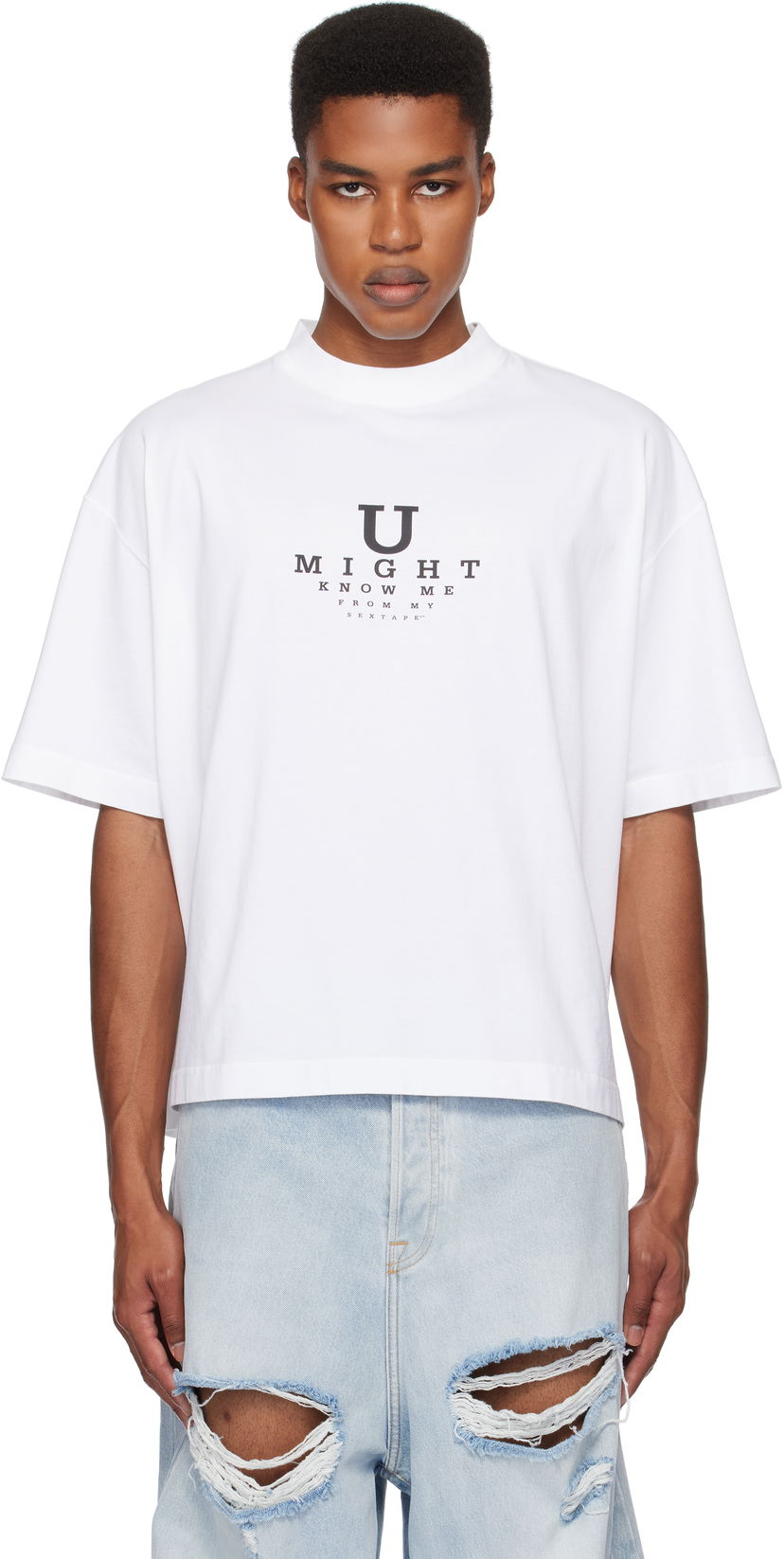 Majica VETEMENTS 'U Might Know Me' Cropped Boxy T-Shirt Bela | UA66TR760W