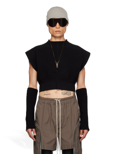 Pleteni pulover Rick Owens Cropped Sweater Črna | RR02C7690 CHWSR
