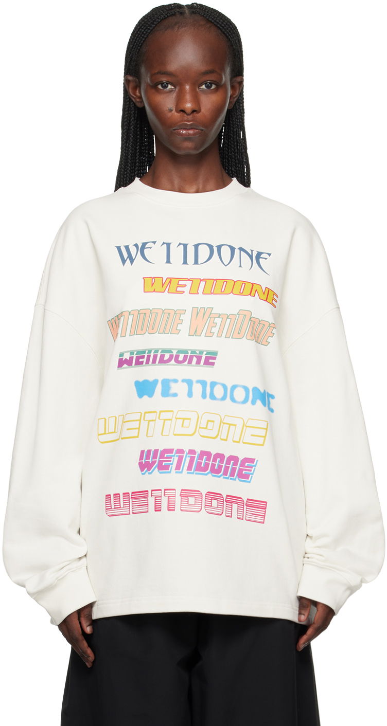 Pulover We11done We11done Printed Sweatshirt Bela | WD-TP5-19-114-U-WH, 0