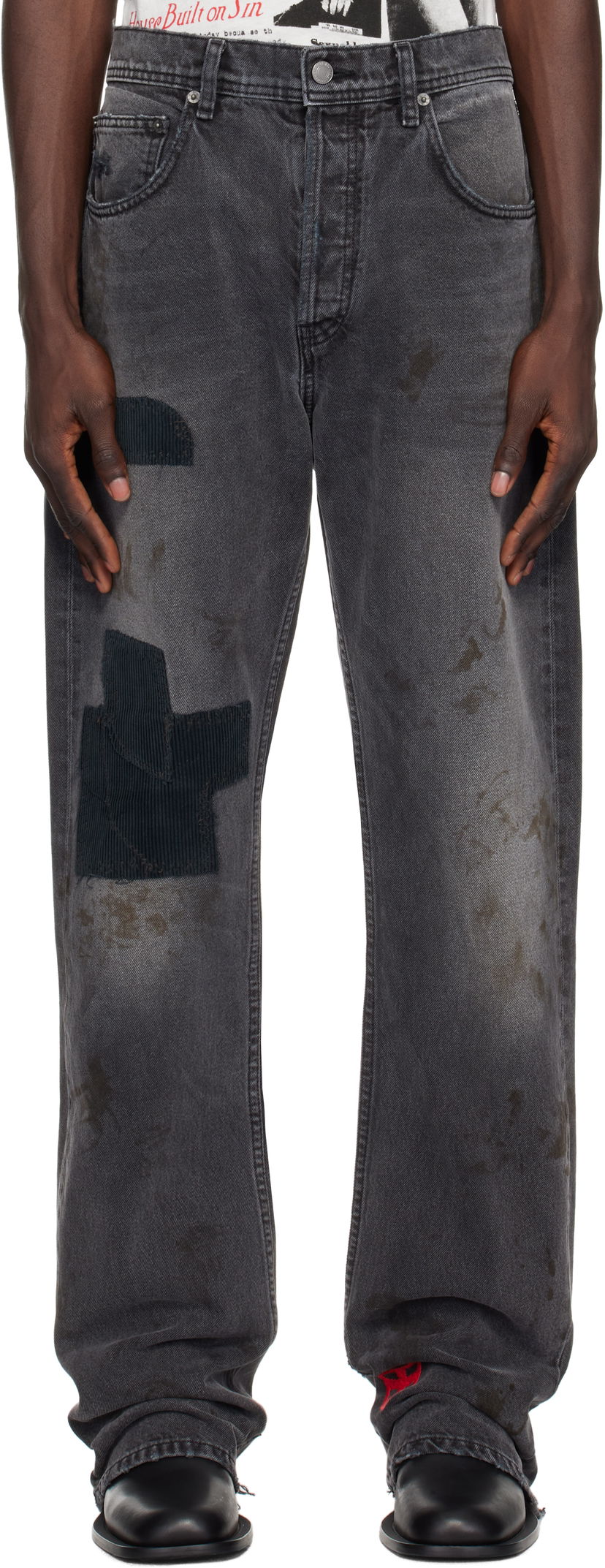 Kavbojke Enfants Riches Déprimés Patchwork Flare Jeans Črna | 050-375