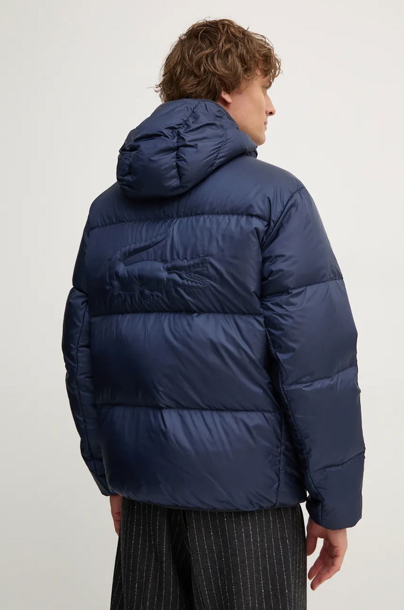 Puhovka Lacoste Hooded Winter Puffer Jacket with Embossed Back Design Mornarica | BH2905