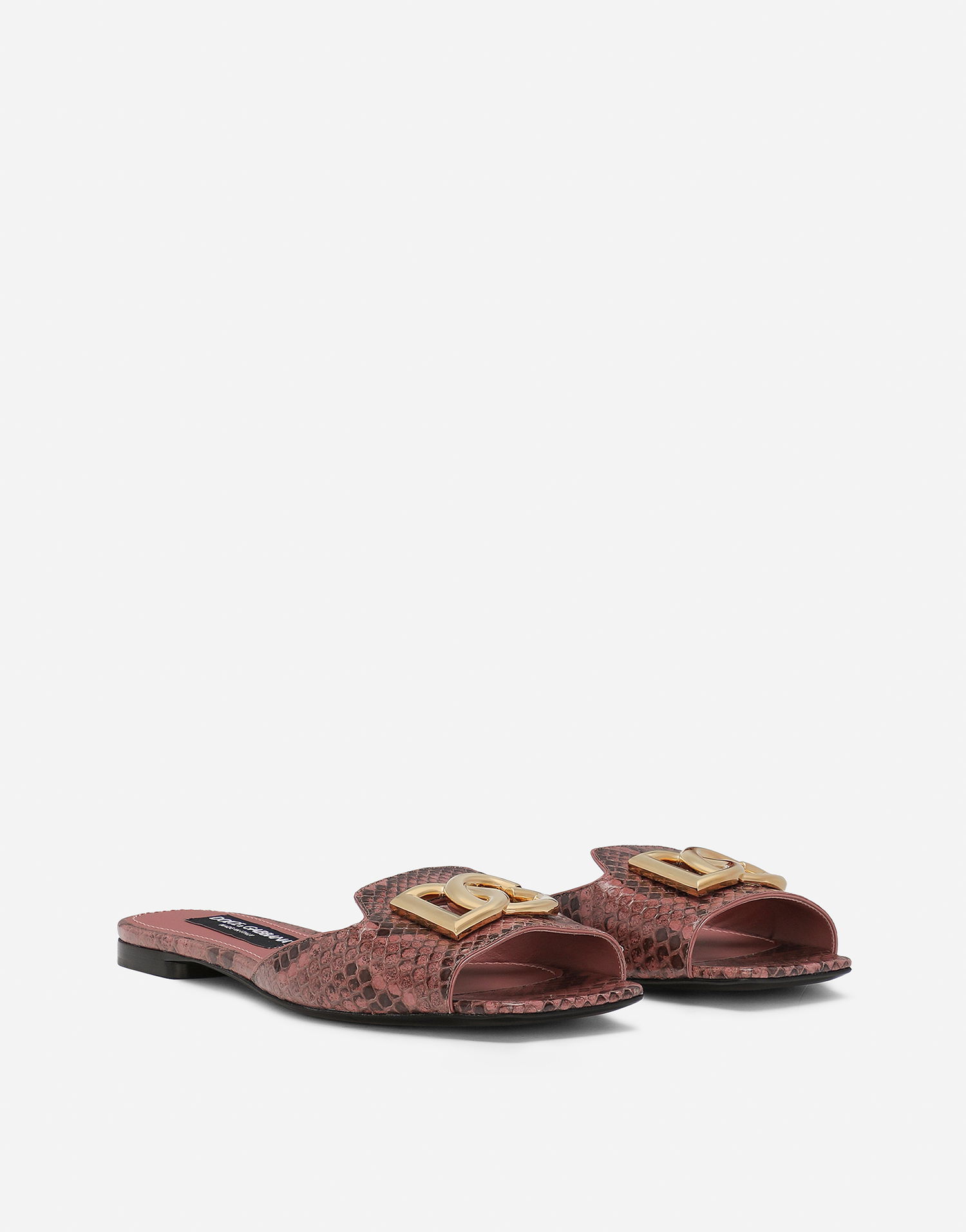 Modni dodatki Dolce & Gabbana Dolce & Gabbana Python Skin Slides with DG Buckle Roza | CQ0593A2Y688H415, 1