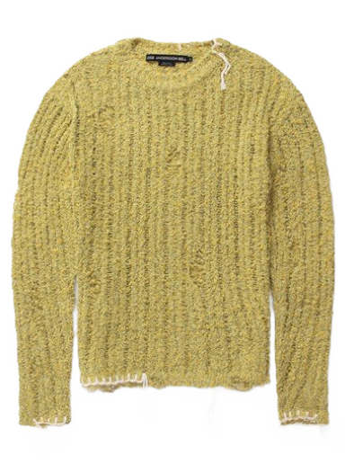 Pleteni pulover Andersson Bell Ollen Damaged Crewneck Sweater Rumena | ATB1017M-GREEN
