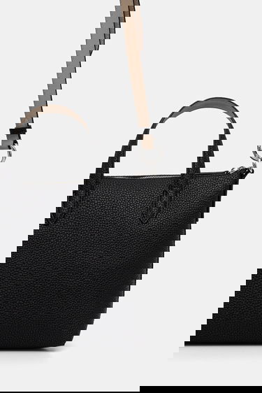 Tote bag Lacoste Pebbled Mini Tote Bag with Shoulder Strap Črna | NF5126AA, 2