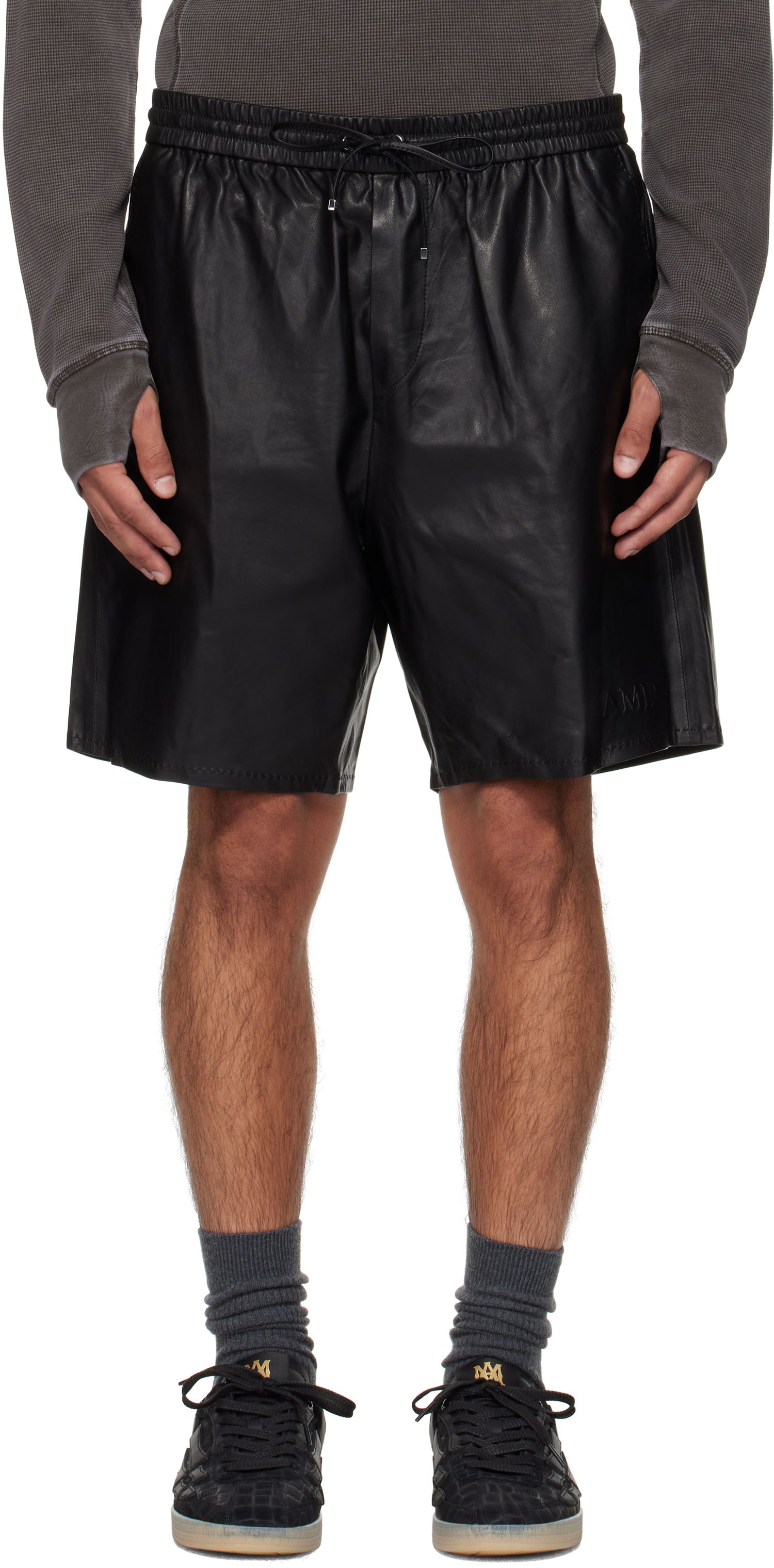 Kratke hlače AMIRI AMIRI Lightweight Leather Shorts Črna | AMLTSH1017, 0