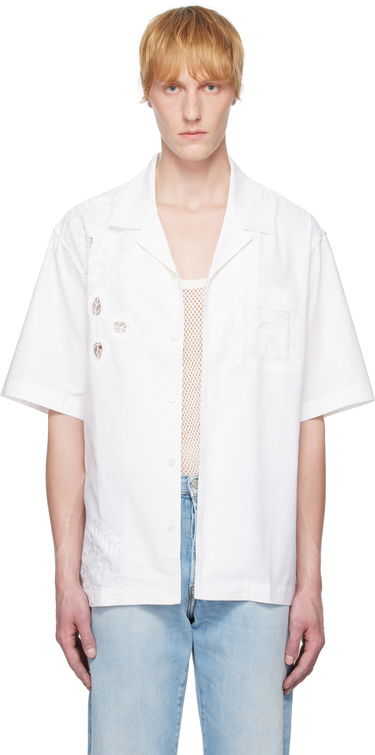 Srajce Marine Serre Marine Serre Regenerated Linen Bowling Shirt Bela | USI016A UWOV0007, 0