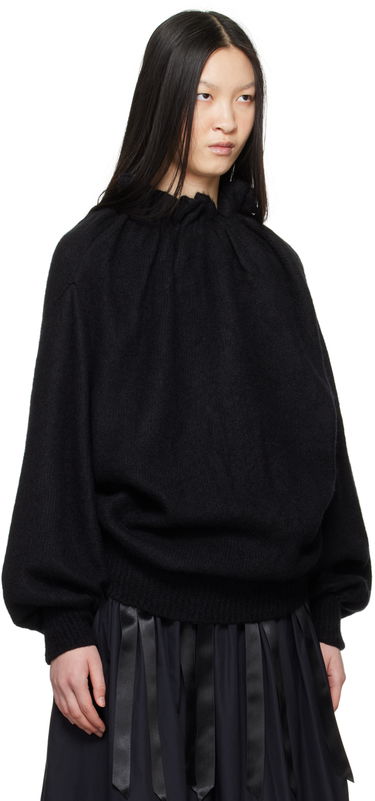 Pleteni pulover Simone Rocha Simone Rocha Gathered Pleated Neck Sweater Črna | MIMK1 0657, 1