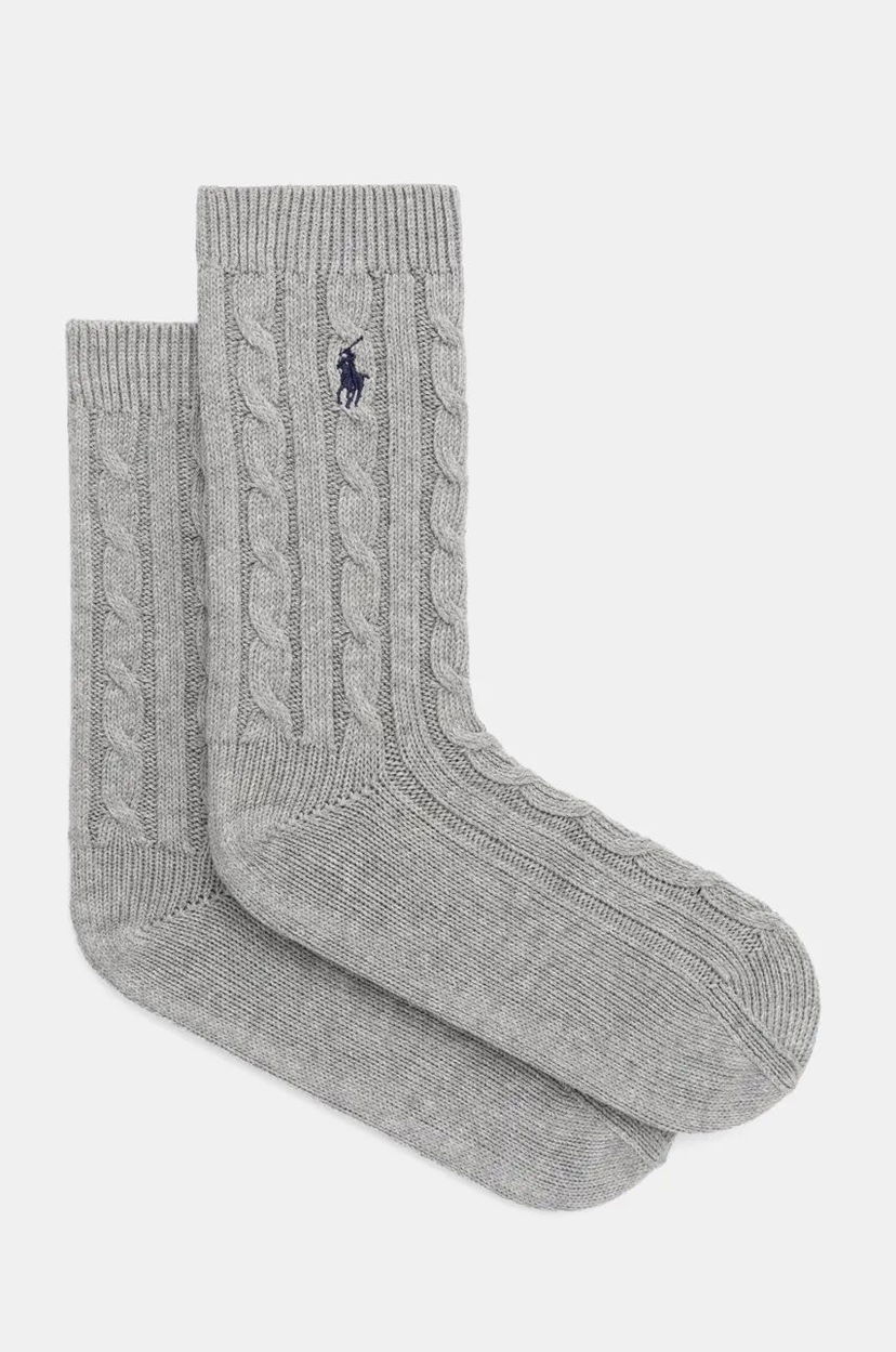 Nogavice Polo by Ralph Lauren Cable-Knit Wool Blend Socks Siva | 455955244