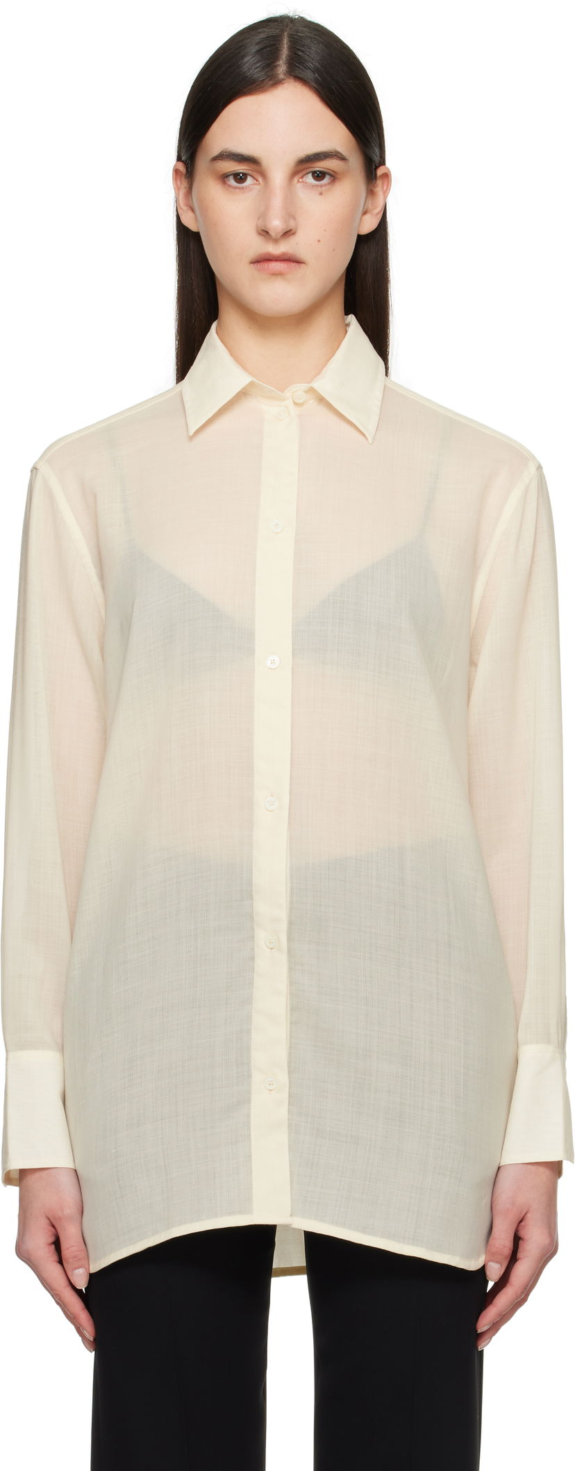 Srajce TOTEME TOTEME Relaxed Voile Shirt Bež | 251-WRT1415-FB0332