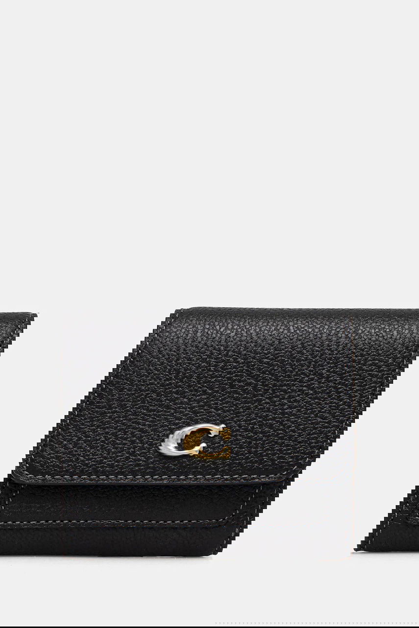 Denarnica Coach Pebbled Leather Mini Flap Wallet Črna | CAO13, 0