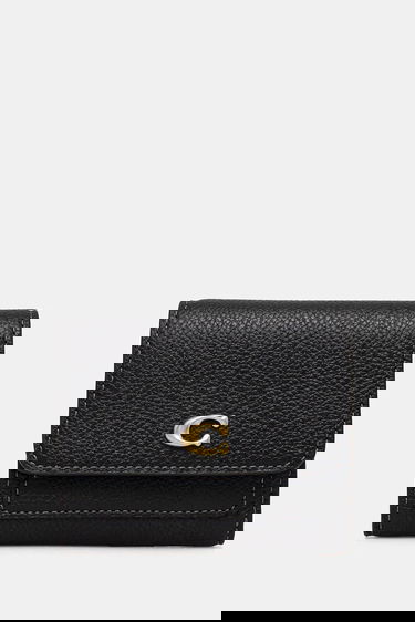 Denarnica Coach Pebbled Leather Mini Flap Wallet Črna | CAO13, 0