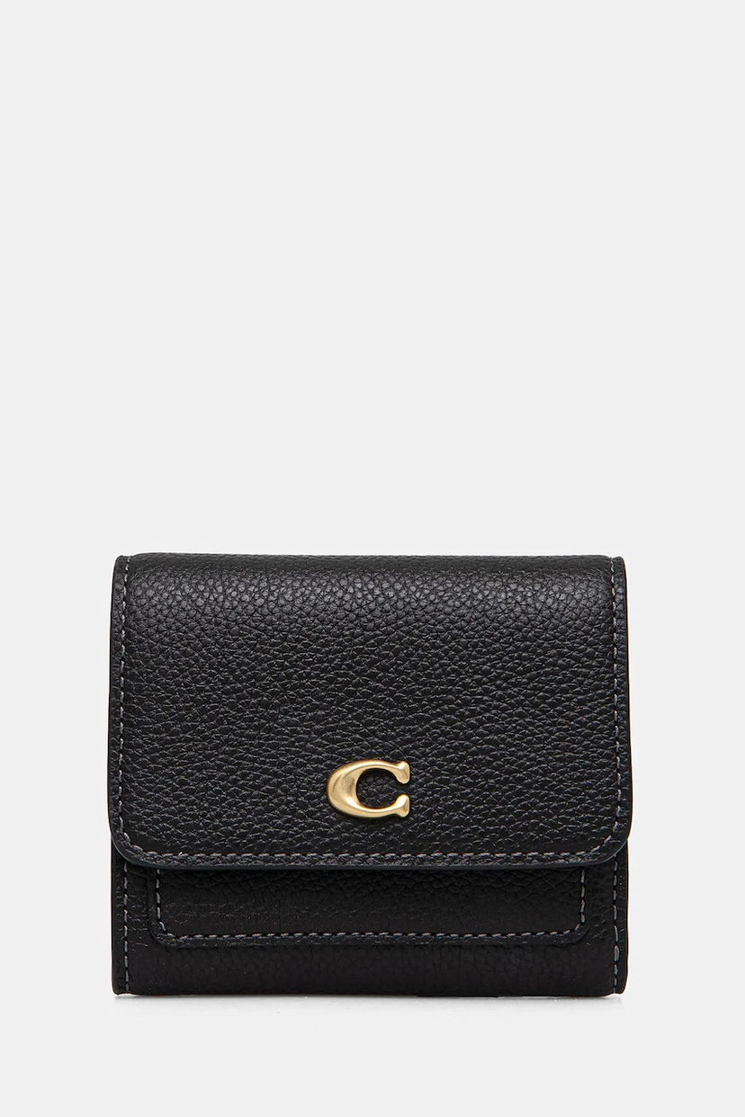 Denarnica Coach Pebbled Leather Mini Flap Wallet Črna | CAO13
