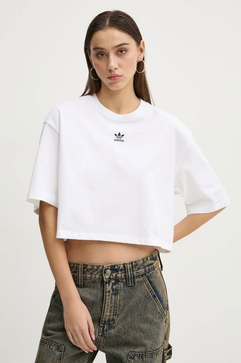 Majica adidas Originals Originals Essential Cropped T-Shirt Bela | JJ3385