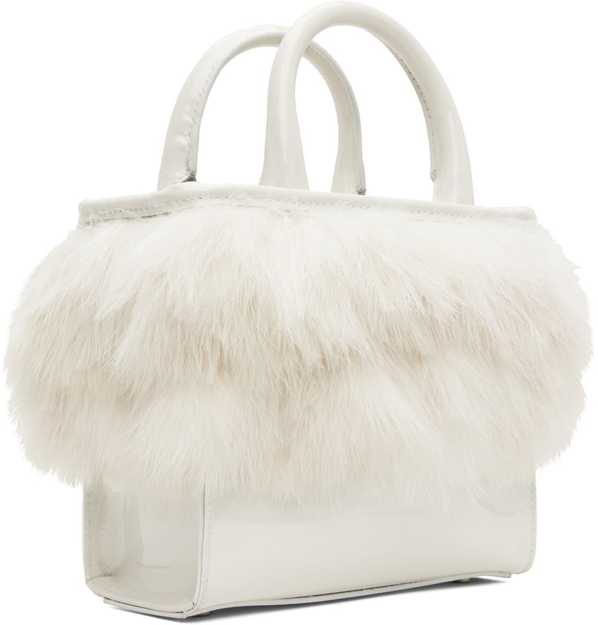 Torbica Blumarine Feather Patent Leather Top Handle Bag Bela | A4HHW047A, 1