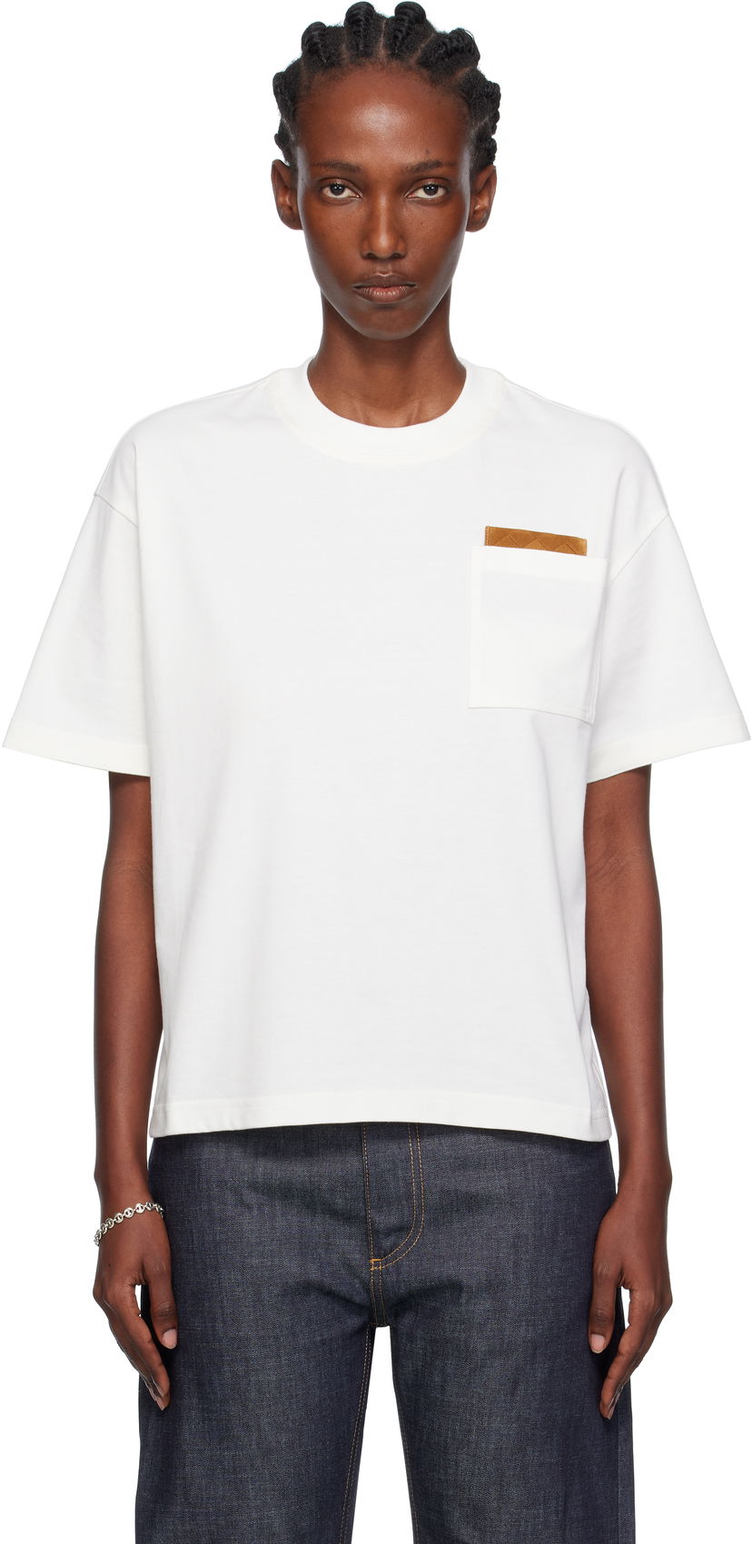 Majica Bottega Veneta Bottega Veneta Cotton Jersey T-Shirt with Pocket Bela | 838925 V4N50