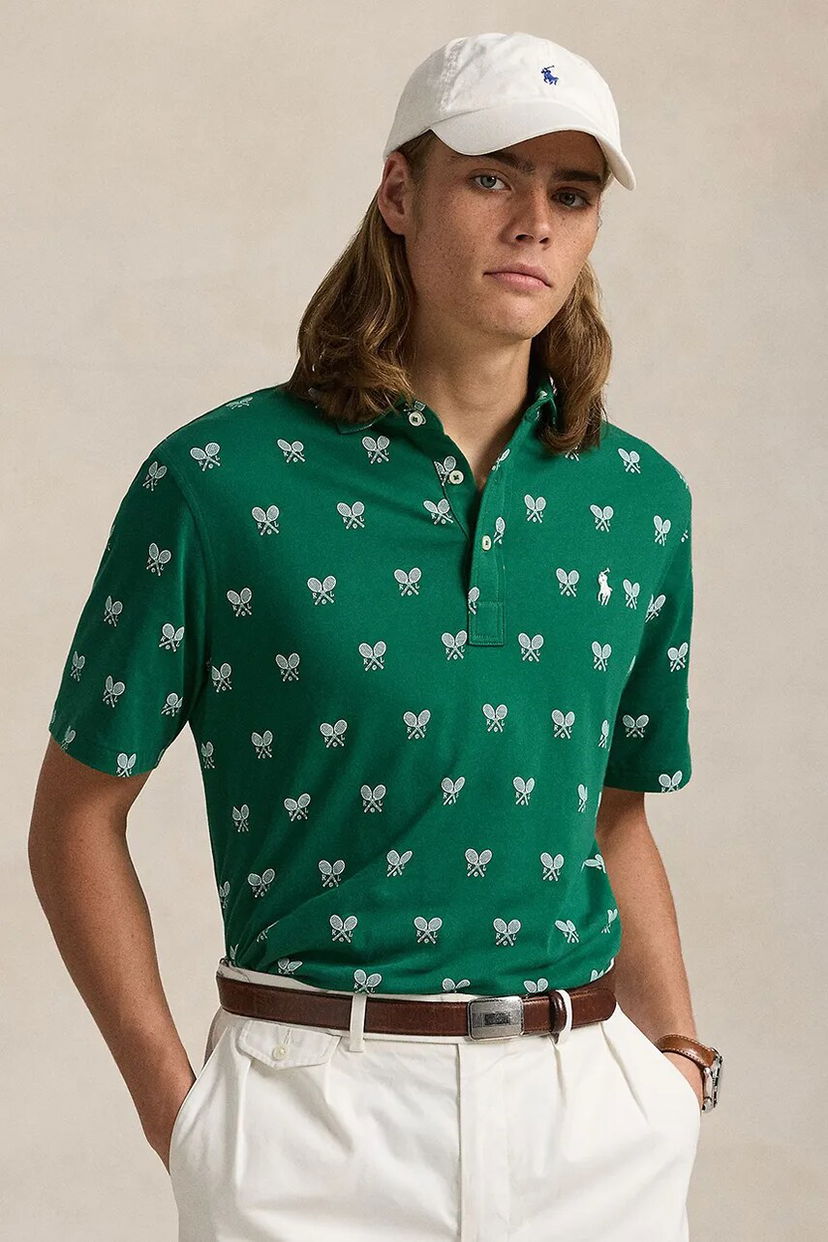 Polo majica Polo by Ralph Lauren Polo Ralph Lauren Tennis Print Polo Shirt Zelena | 710964977