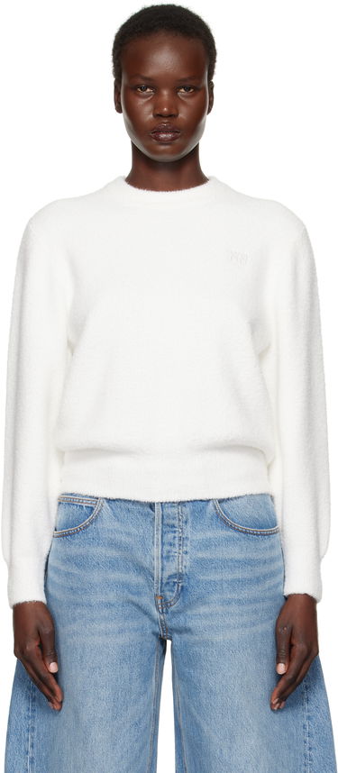 Pleteni pulover Alexander Wang Alexander Wang.T Relaxed Embroidered Logo Sweater Bela | 4KC1251046, 0