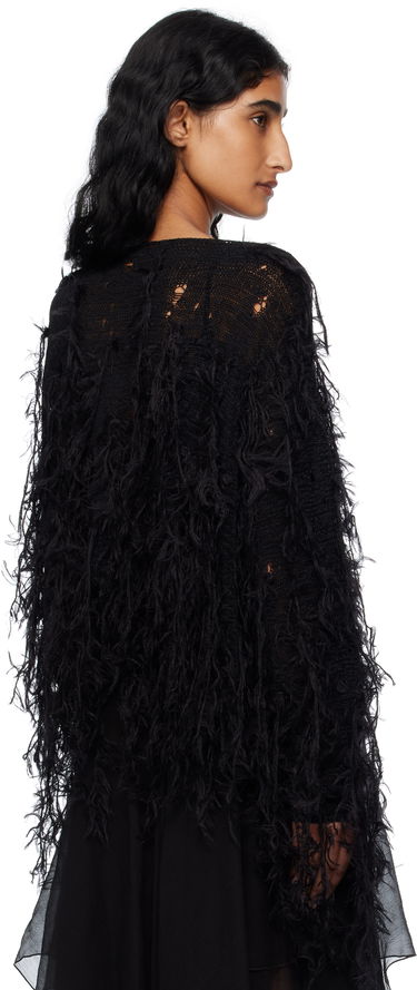 Pleteni pulover Ann Demeulemeester Ann Demeulemeester Vilta Distressed Knit Sweater Črna | B0012850-KN064-099, 2
